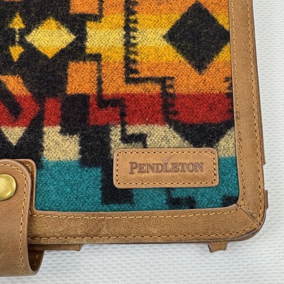 Pendleton Tablet Cover Aztec Wool Leather Adjustable Detachable Crossbody Strap - Picture 3 of 16